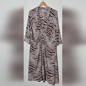 ✈️ By Malene Birger Burgundy and White Striped Animal Print Dress Size 44 EU